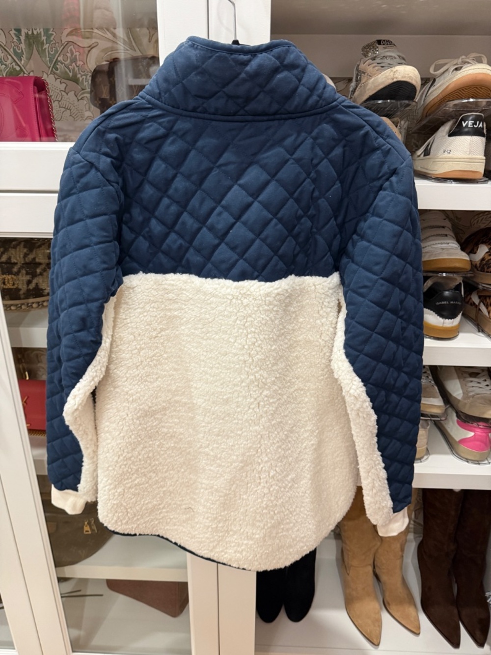 NWT Lauren James Logan Quilted Pullover in Sailor Navy - Picture 2 of 9